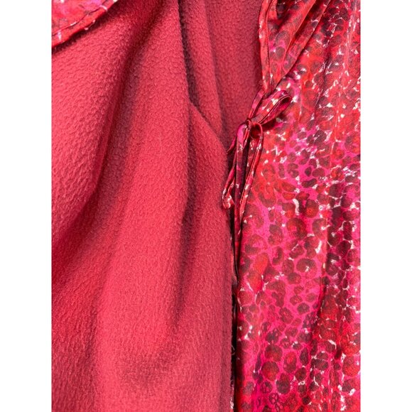 Victoria's Secret Womens Leopard Print Robe XS/S Satin Red Collar & Belt - Picture 9 of 15